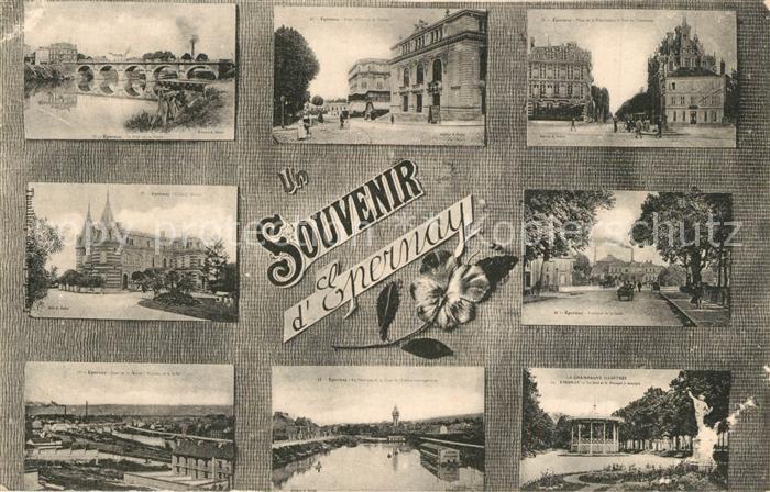 Epernay 51 Pont Chateau Place Théâtre Rue du Commerce La gare Kiosque a musique