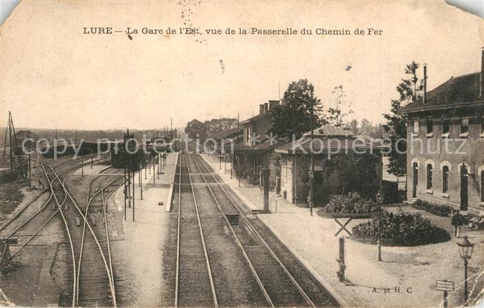 Lure Haute-Saone La Gare de l’Est vue de la Passerelle du Chemin de Fer