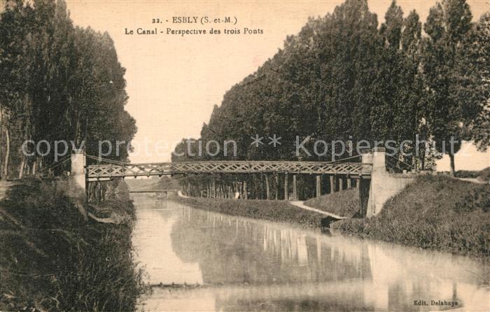 Esbly Le Canal Perspective des trois Ponts