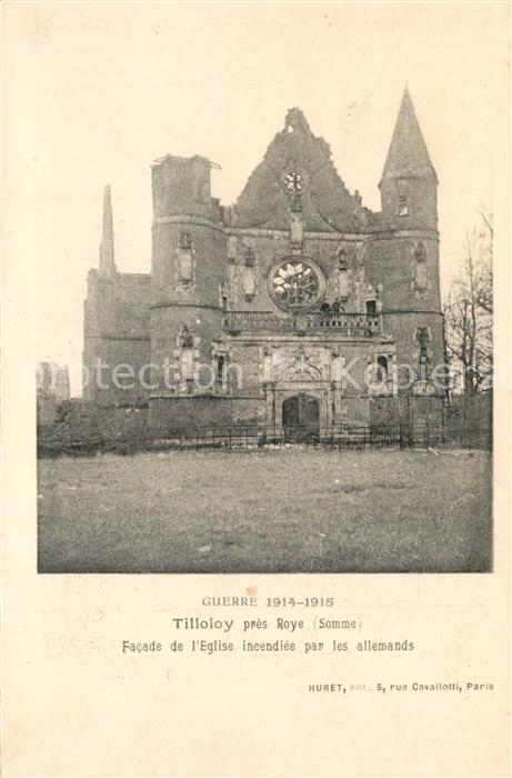 Tilloloy Guerre 1914-15 Facade de l’Eglise incendie par les allemands