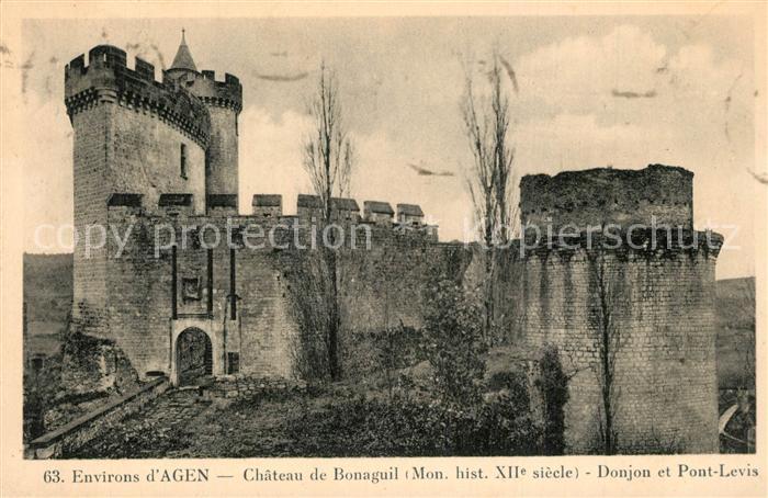 Agen Lot et Garonne Chateau de Bonaguil Donjon et Pont Levis