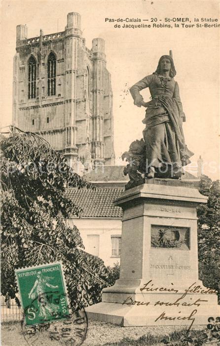 Saint-Omer Pas-de-Calais La Statue de Jacqueline Robins la Tour St Bertin