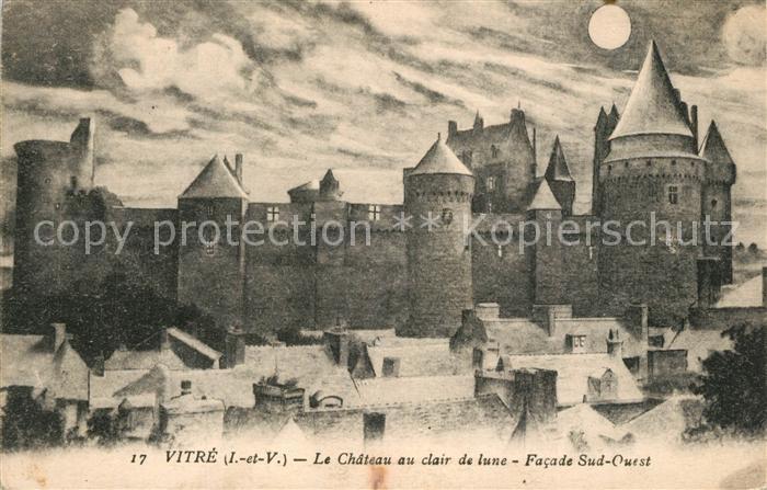 Vitre d Ille-et-Vilaine Chateau au clair de lune