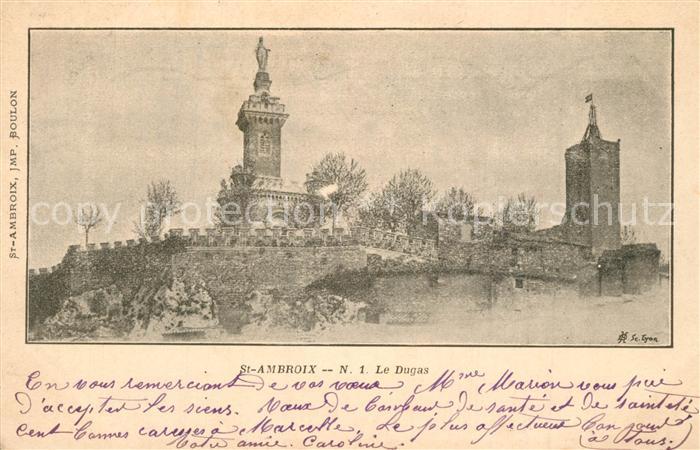 Saint-Ambroix Gard Le Dugas Dessin Künstlerkarte