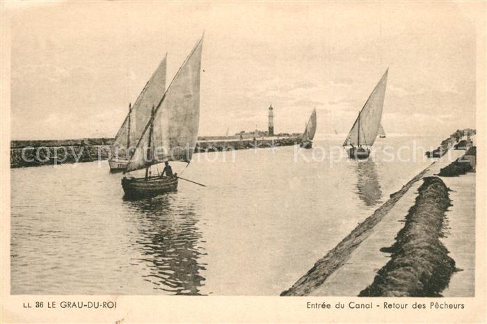 Le Grau-du-Roi Gard Entrée du Canal Retour des Pêcheurs Dessin Kuenstlerkarte