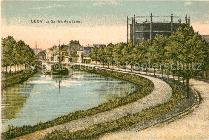 Douai 59 La Sortie des Eaux Dessin Künstlerkarte