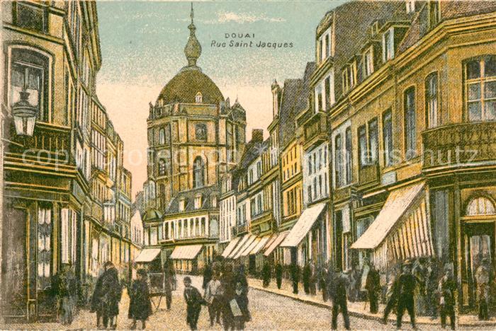 Douai 59 Rue Saint Jacques Dessin Künstlerkarte