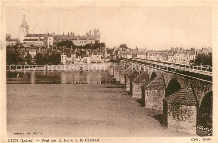 Gien 45 Pont sur la Loire et le Chateau
