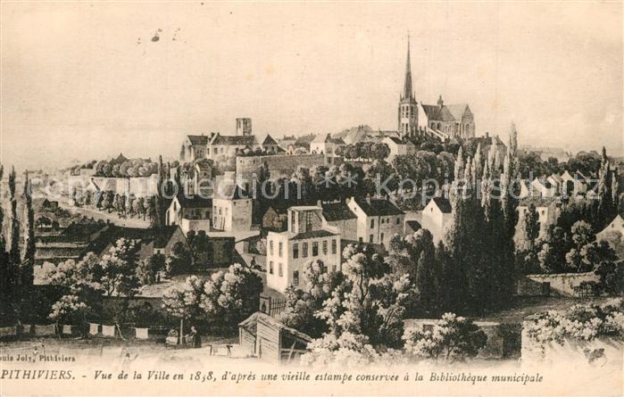 Pithiviers Loiret Vue de la ville en 1838 d après une vieille estampe Kuenstlerk