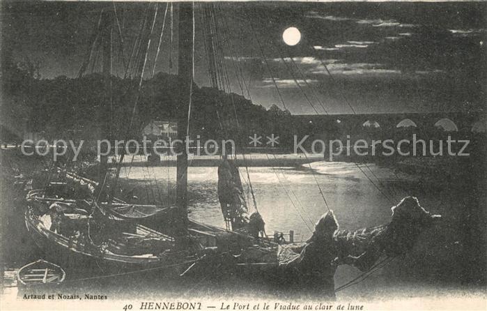 Hennebont Le port et viaduc au clair de lune