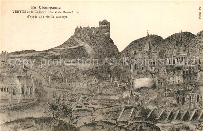 Vertus Chateau du Mont Aimé d après une vieille estampe Kuenstlerkarte