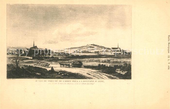 Larrey Vue panoramique Fontaine Sainte Anne Dessin Kuenstlerkarte