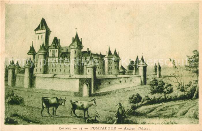 Pompadour Ancien Chateau Dessin Künstlerkarte
