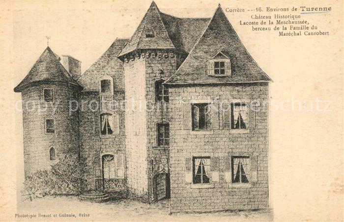 Turenne Chateau historique Dessin Kuenstlerkarte