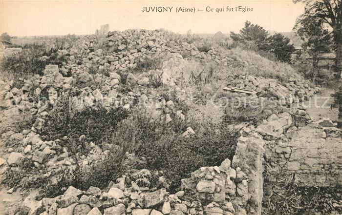 Juvigny Aisne Ce qui fut l'Eglise Ruines de la Grande Guerre Truemmer 1. Weltkri