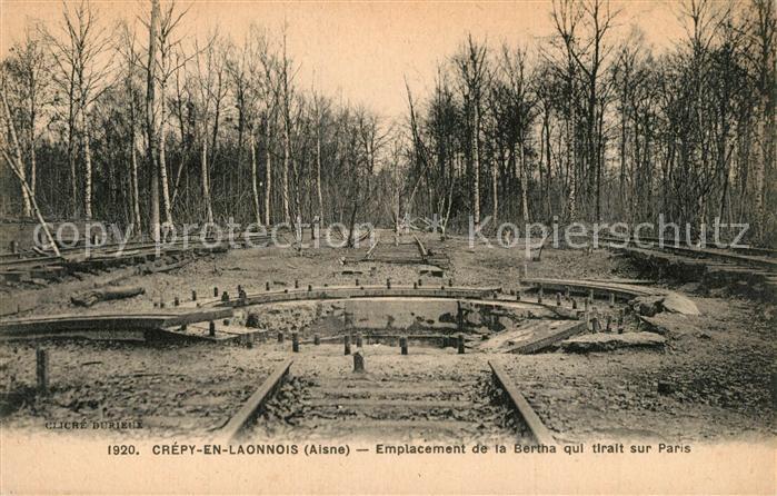 Crepy Aisne Emplacement de la Bertha qui tirait sur