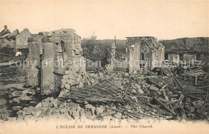 Sermoise Eglise Ruines de la Grande Guerre Truemmer 1. Weltkrieg