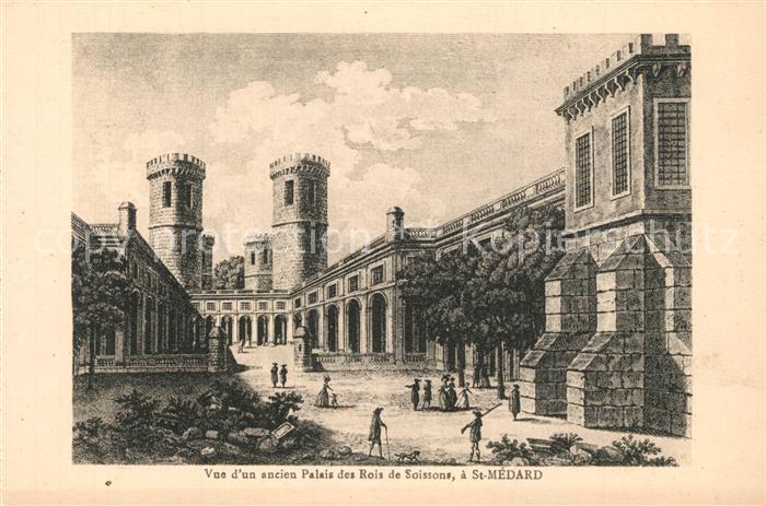 Saint Medard Aisne Ancien Palais des Rois de Soissons Dessin Kuenstlerkarte