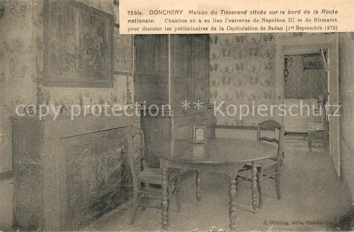 Donchery Maison du Tisserand Chambre entrevue de Napoléon et Bismarck 1870