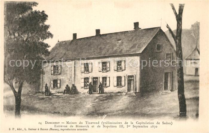 Donchery Maison du Tisserand entrevue de Napoléon et Bismarck 1870 Dessin Kuenst