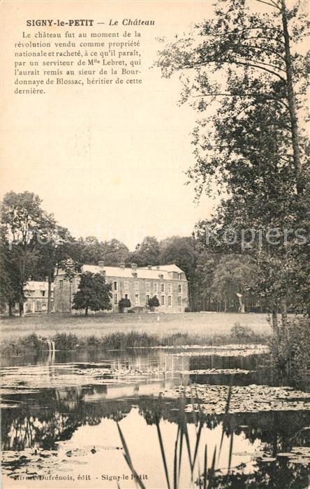 Signy-le-Petit Chateau Etang Schloss Teich
