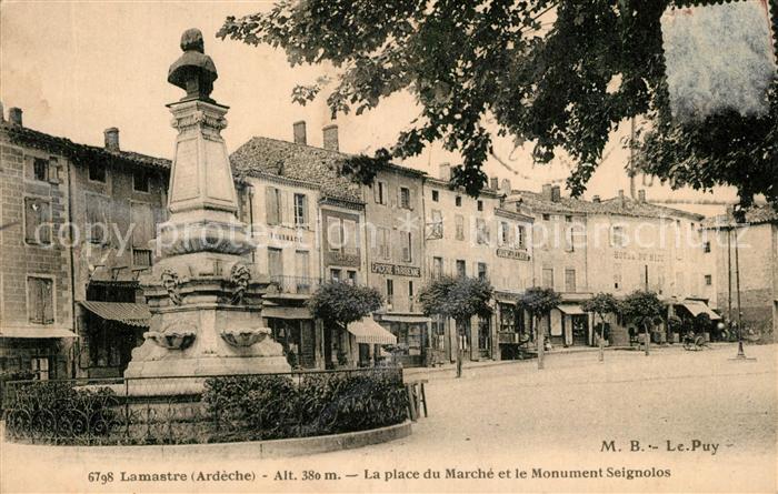 Lamastre Place du Marché et Monument Seignolos