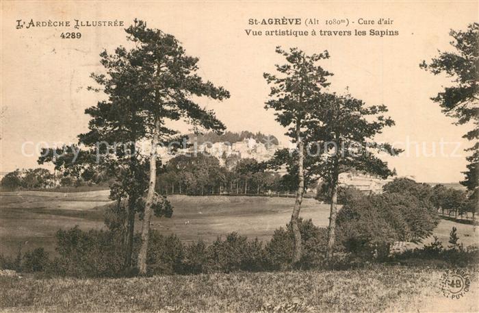 Saint-Agreve Cure d air Vue artistique a travers les Sapins Paysage