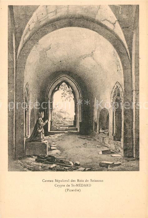 Saint Medard Aisne Crypte Caveau Sépulcral des Rois de Soisson Dessin Kuenstlerk