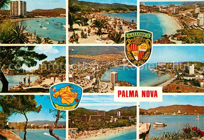 Palma Nova Mallorca Teilansichten Kuestenpanorama Strand Wappen