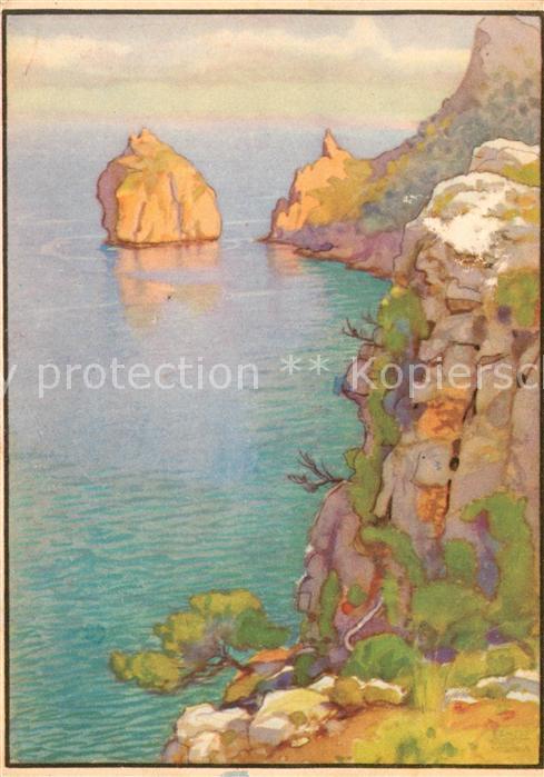 Formentor Costa Norte El Colomé Acuarela de Erwin Hubert Kuenstlerkarte