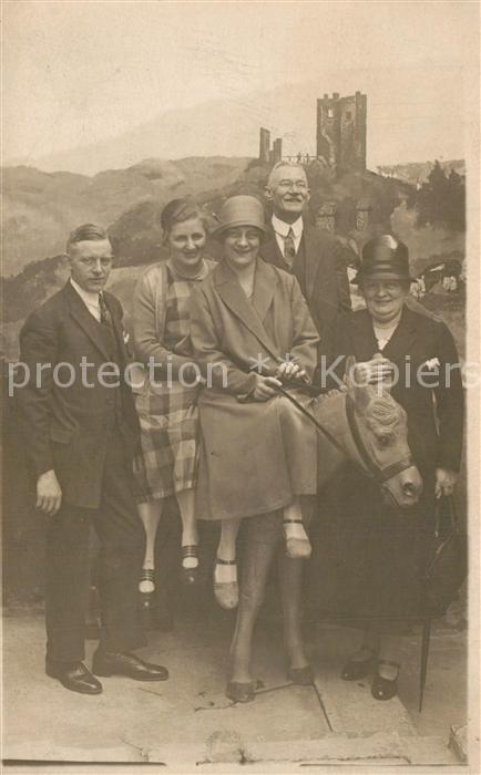 Drachenfels Gruppenfoto Esel Privatfoto-Ak