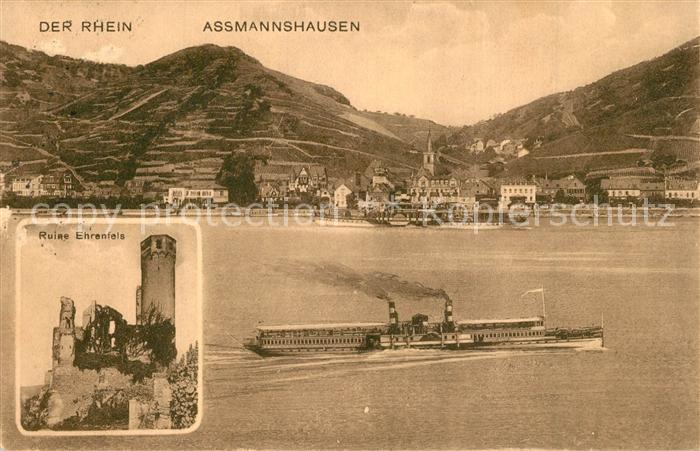 Assmannshausen Ruine Ehrenfels Dampfer