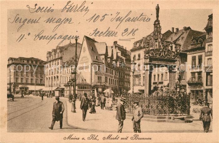 Mainz Rhein Markt mit Brunnen