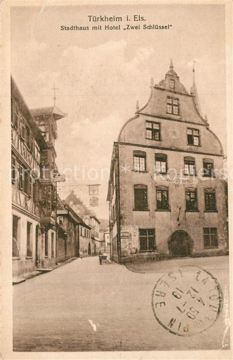 Tuerkheim Elsass Stadthaus mit Hotel Zwei Schl?sse