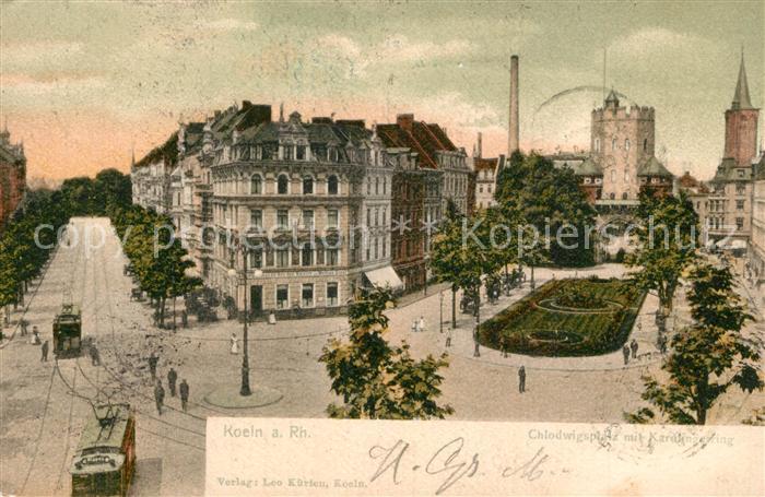 Koeln Rhein Clodwigsplatz mit Karolinenring Strassenbahn