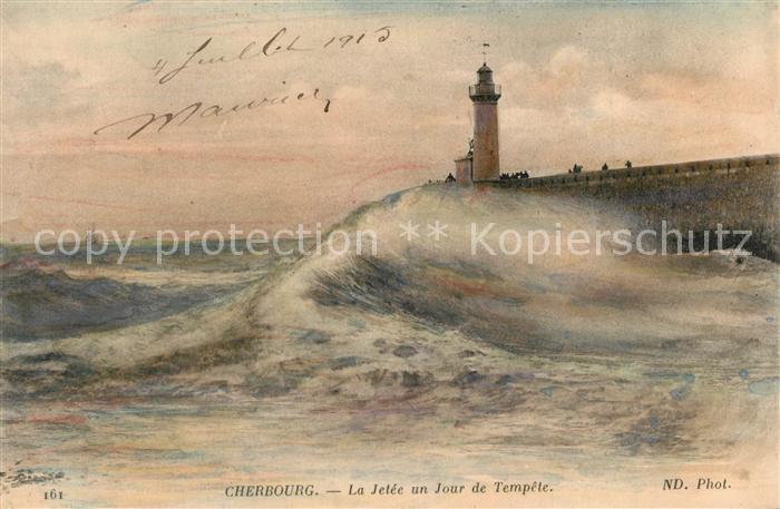 Cherbourg Jetee Jour de Tempete