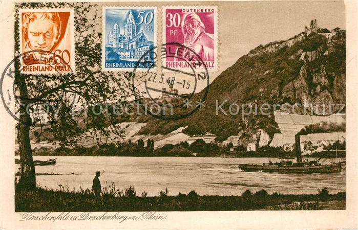 Drachenfels mit Drachenburg Rhein