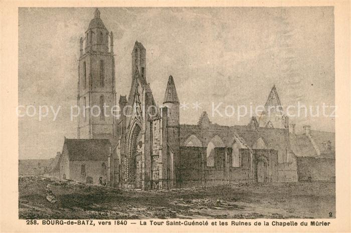 Le Bourg-de-Batz Tour Saint Guénolé Ruines de la Chapelle du Murier Dessin Kuens