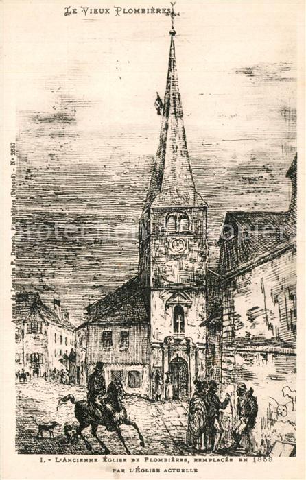 Vieux Plombieres Ancienne Eglise Dessin Kuenstlerkarte