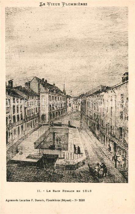 Vieux Plombieres Le Bain Romain en 1848 Dessin Kuenstlerkarte