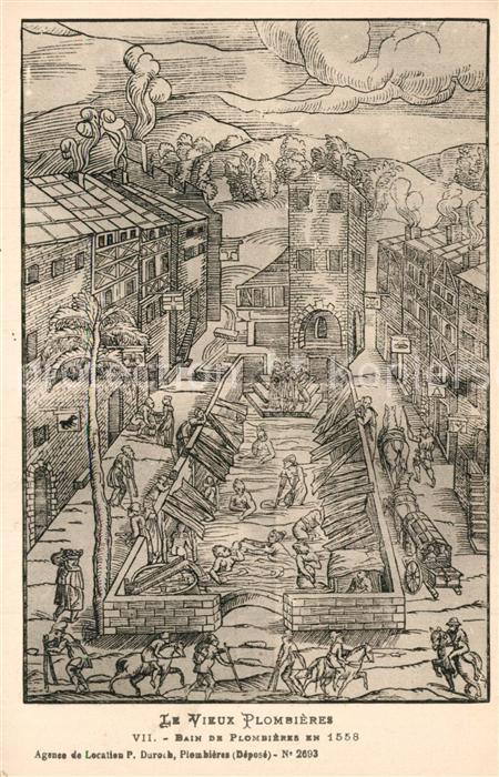 Vieux Plombieres Bain de Plombieres en 1558 Dessin Künst