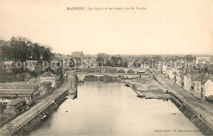 Mayenne Les Quais et les Ponts vus du viaduc