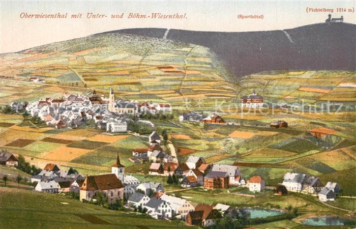 Oberwiesenthal Erzgebirge mit Unter- und Boehmisch Wiesenthal Sporthotel Fichtel