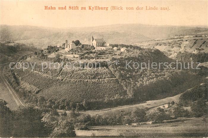 Kyllburg Rheinland-Pfalz Panorama mit Hahn und Stift zu Kyllburg Blick von der L