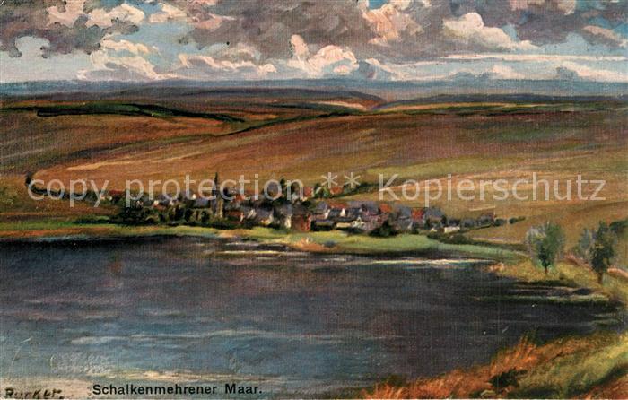 Schalkenmehren Landschaftspanorama Schalkenmehrener Maar Kuenstlerkarte Nr. 3034
