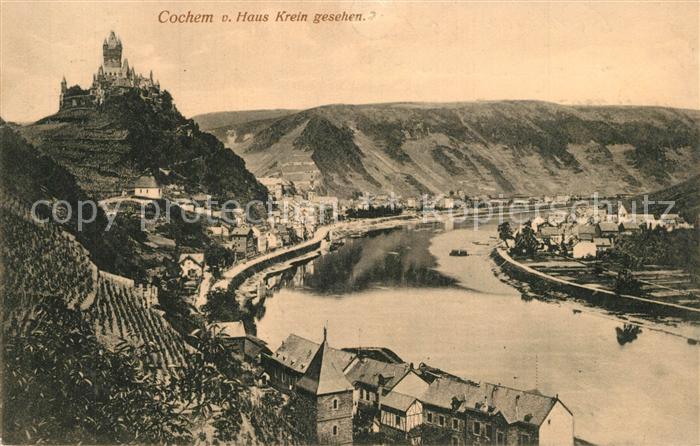 Cochem Mosel Panorama Blick auf Reichsburg Moseltal vom Haus Krein gesehen