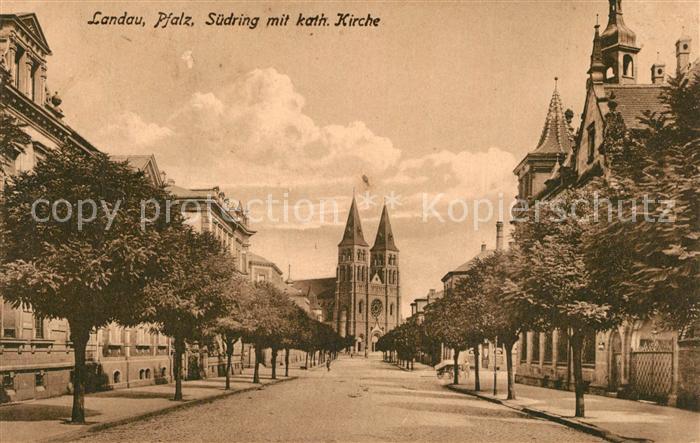 Landau Pfalz Suedring mit katholischer Kirche