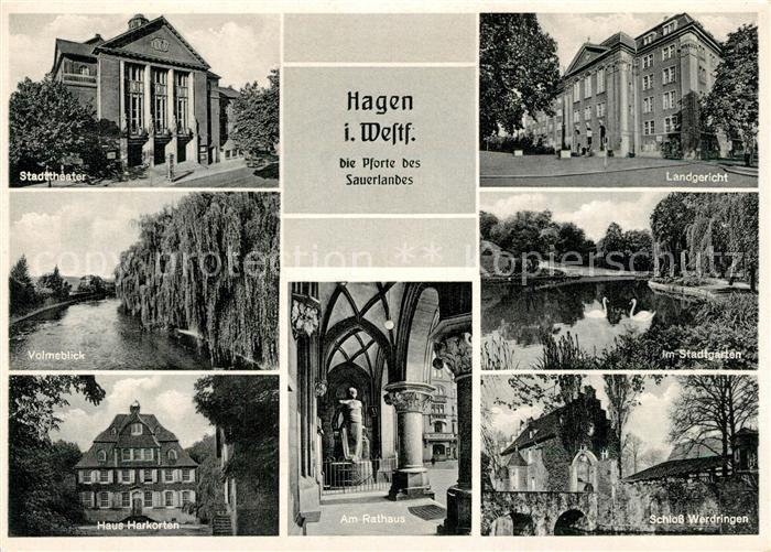 Hagen Westfalen Pforte des Sauerlandes Stadttheater Volme Haus Harkorten Rathaus