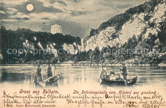 Kelheim Befreiungshalle vom Kloesterl aus gesehen im Mondschein