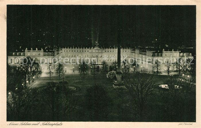 Stuttgart Neues Schloss mit Schlossplatz Nachtaufnahme
